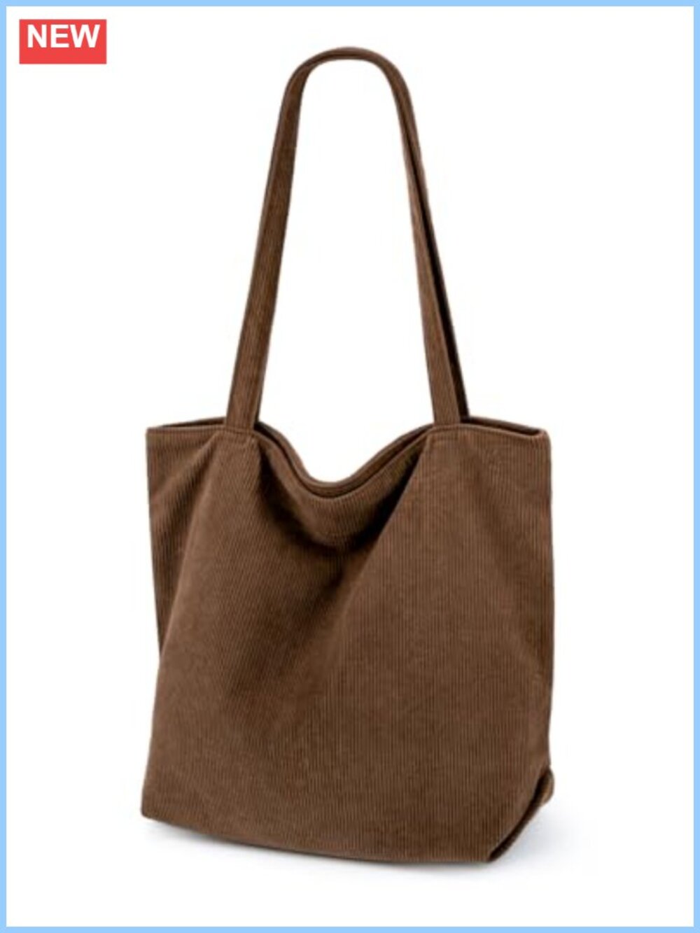 Corduroy Tote Bag for Women, Hobo Handbag with Zipper, Large Capacity Shoulder